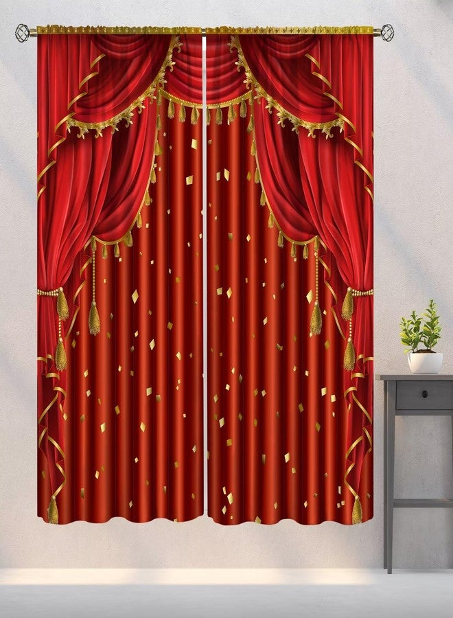YSWOW Movie Theater Curtains, Red Gold Vintage Elegant Theater Art Printed Blackout Window Drapes for Bedroom Living Room Kitchen Decor Fabric 2 Panels 42x45 Inch 30% Shading Rate - Image 1